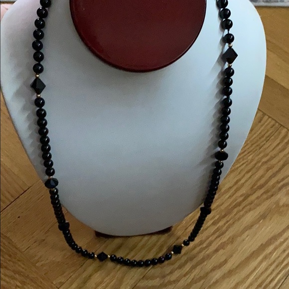 Onyx Black Jet Faceted Crystals 14k Strand - Picture 6 of 8